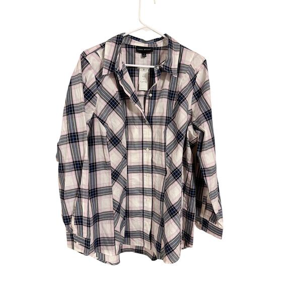 Lane Bryant Blue and Pink Plaid Button Down Shirt Women's Size 18 NWT - Picture 1 of 8